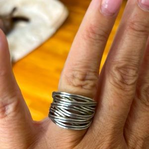 Lia Sophia ring size 7, black and silver. Unique style, received compliments